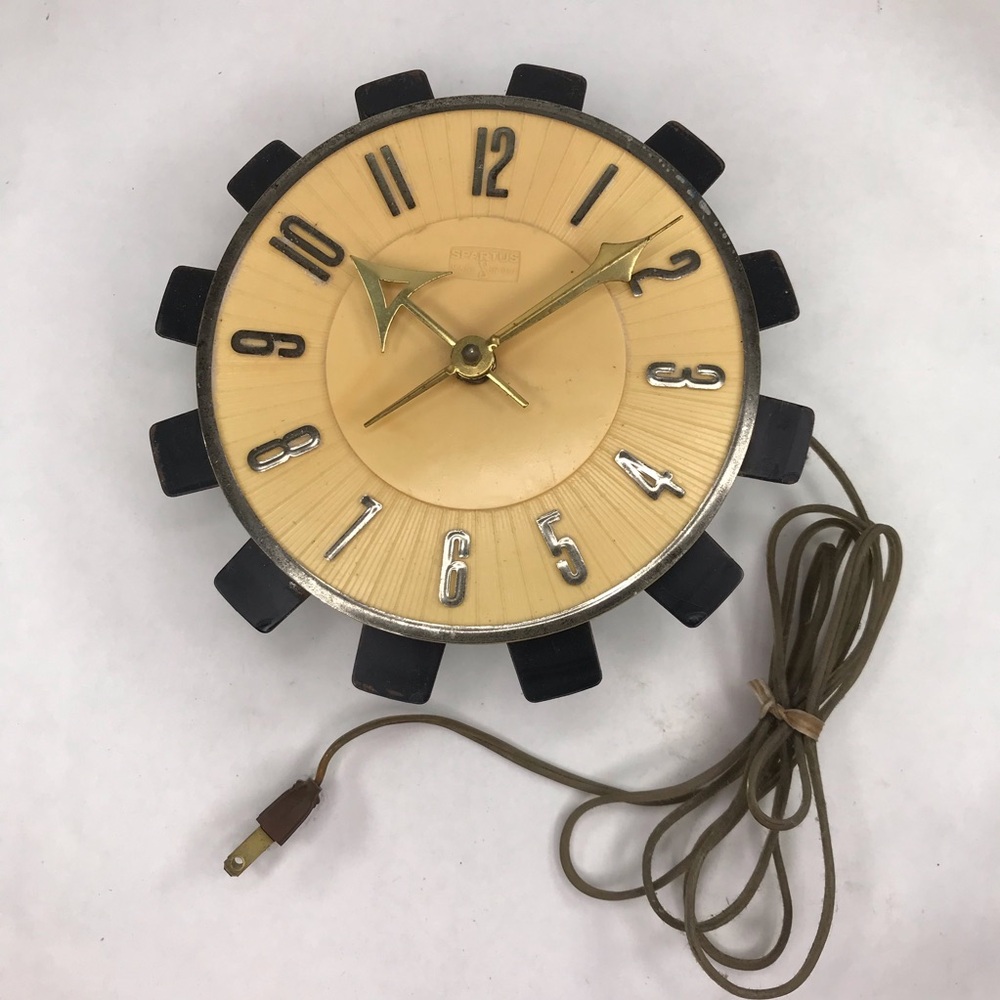 Spartus Mid Century Modern Atomic Starburst Electric Wall Clock Face Only
